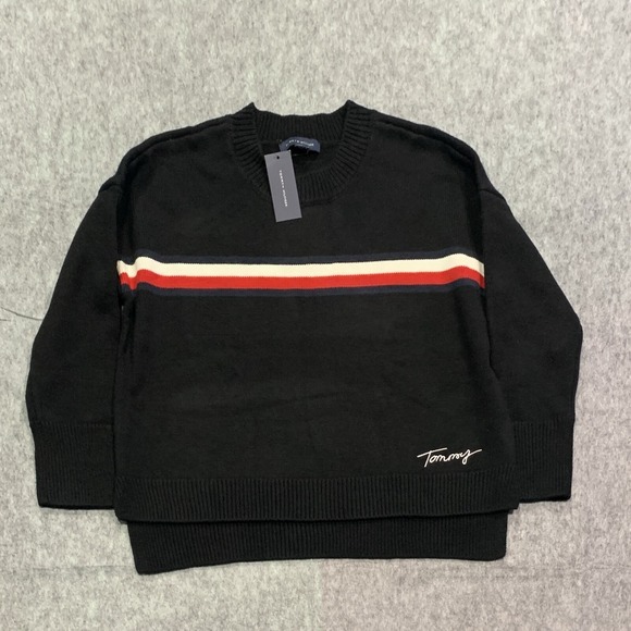 Tommy Hilfiger Sweaters - NWT Tommy Hilfiger Women's Navy Blue Pullover Sweater Stripes Logo - Size L